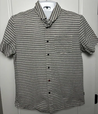 Volcom Modern Fit Button Down Short Sleeve Striped Shirt- Men's Large - Image 1 of 4