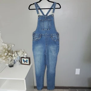 Universal Thread Denim Overalls Womens Size 8/29R Medium Wash Skinny Leg Stretch - Picture 1 of 13