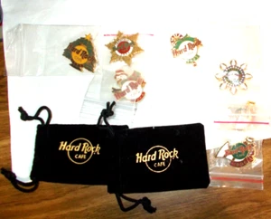7 VINTAGE HARD ROCK *CHRISTMAS* PINS 1-1993,2-1994,1-1995 & 3-1996 + 2 PIN BAGS - Picture 1 of 12