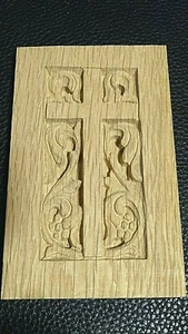 Church Gothic Architectural oak Wood carved Ornamental art cross icon plaque - Picture 1 of 6