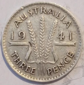 1941 Australian Threepence Sterling Silver - Fine Condition - Bild 1 von 2