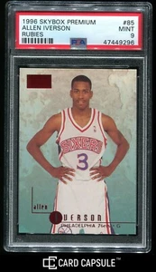 1996-97 Skybox Premium Rubies #85 Allen Iverson 76ers RC Rookie HOF PSA 9 MINT - Picture 1 of 2