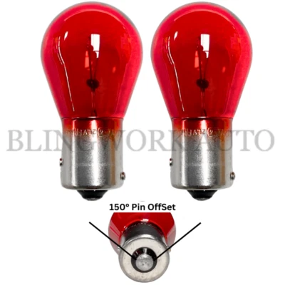 (PAIR) Philips BAW15s Red Bayonet PR21W Replacement Light Bulbs 12V - Image 1 of 4