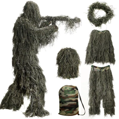 MOPHOTO 5 in 1 Ghillie Suit, 3D Camouflage Hunting Apparel for Men/Adult/Youth