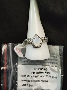 Bomb Party Ring Size 11 Rbp6143 I'm Better Now LC White Opal - Picture 1 of 3