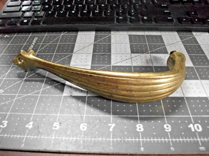 Vintage Solid Brass Door Pull Handle Reclaimed - Picture 1 of 8