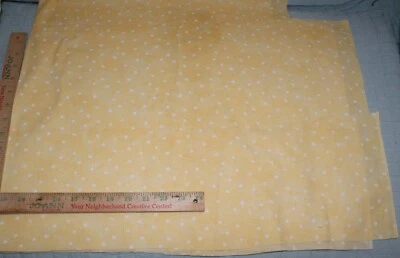 Creamy Yellow Mottled with White Stars Design Cotton Fabric Quilting 16 x 44 W - Image 1 of 2