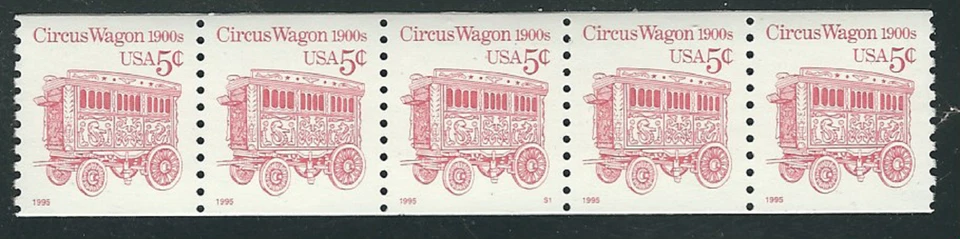 Scott #2452D...5 Cent...Circus Wagon...2 Pl # Strips of 5 - Image 1 of 1