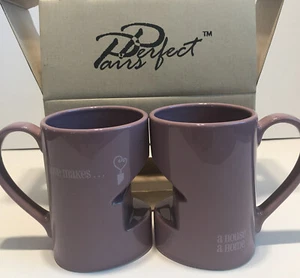 Coffee Cups Wedding / Anniversary Gift Pair Of Coffee Mugs Cups Love Makes Home - Picture 1 of 5