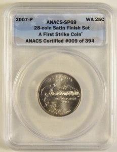 2007-P Washington State Quarter ANACS SP-69 First Strike Satin Finish #009 - Picture 1 of 2