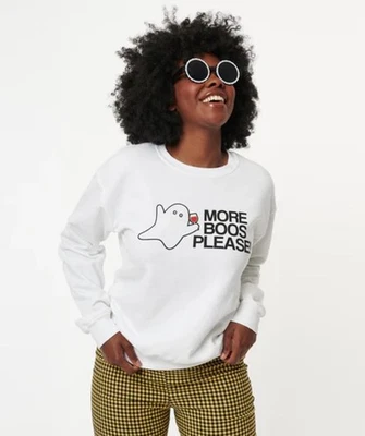 SUDADERAS BLANCAS HALLOWEEN “MORE BOOS PLEASE” A JUEGO NUEVAS TALLA M VINO Foto 1 de 4