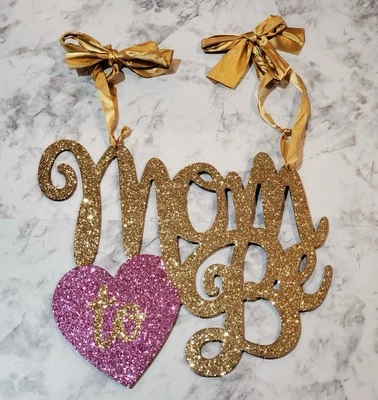 Letrero colgante de baby shower “mamá a ser” decoraciones de fiesta 16 x 12 pulgadas Foto 1 de 2