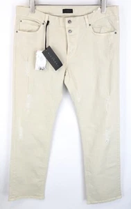 JOHN RICHMOND Men's W35 Beige Stretch Cotton Distressed Regular Jeans - Picture 1 of 9
