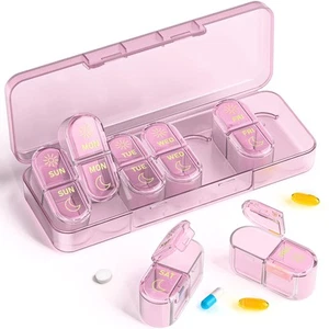 𝐏𝐢𝐥𝐥 𝐎𝐫𝐠𝐚𝐧𝐢𝐳𝐞𝐫, Am & Pm Pill Organizer 7 Days, Weekly Pill Organ... - Picture 1 of 9