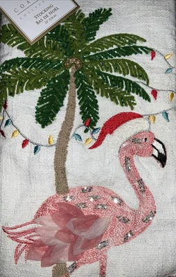 COLECCIÓN COSTA BORDADA CUENTAS ROSA NAVIDAD FLAMENCO 22” MEDIAS NUEVAS CON ETIQUETAS Foto 1 de 4