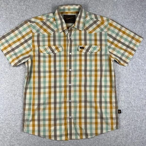 Howler Brothers Pearl Snap Short Sleeve Button Shirt Small Mens Plaid Western - Picture 1 of 6