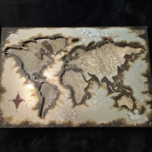 Vintage MCM 3D Metal World Map Wall Art, Home Decor Wall Art - Picture 1 of 7