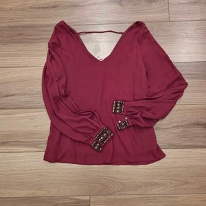 Damenbluse Francescas weinrot goldverziert Größe Medium - Bild 1 von 8