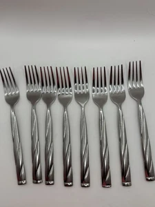 Pfaltzgraff Tandem Frosted Stainless Dinner Fork 8 1/8" Set Of 8 - Picture 1 of 6