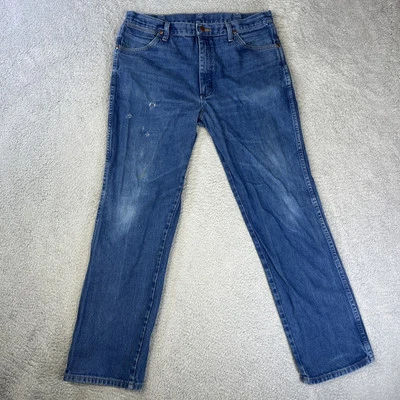 Pantalones de mezclilla Wrangler para hombre 36x32 azul corte vaquero rodeo occidental desgastados Foto 1 de 4