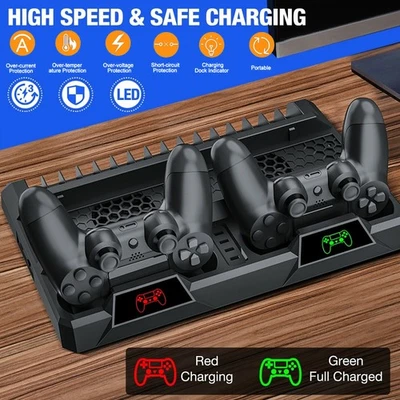 PS4 Vertikal Stand PS4 Controller Ladestation Kühlventilator für Playstation 4 - Bild 1 von 4