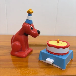 Vintage 2001 CLIFFORD The Big Red Dog Cake Topper and Little Birthday Cake 2pc - Picture 1 of 7