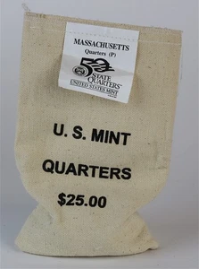 100 x 2000-P Massachusetts State Quarters in Unopened $25 U.S. Mint Bag - Picture 1 of 1