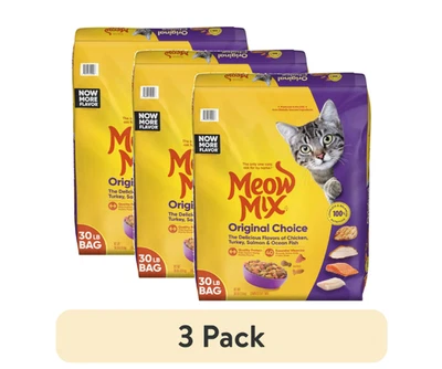 (3 pack) Meow Mix Original Choice Dry Cat Food, 30 lb