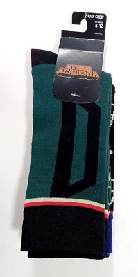 My Hero Academia 2 Pair crew socks (Fits 8 - 12)  Funimation  New  Free Shipping - Image 1 of 2