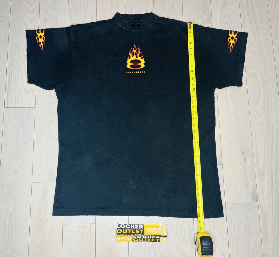 Balenciaga MEN'S BURNING UNITY T-SHIRT OVERSIZED IN BLACK Size 2 - Image 1 of 4