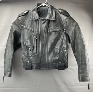 Vintage Harley Davidson Black Leather Jacket Embossed Logo Sz Small Made In USA - Picture 1 of 19