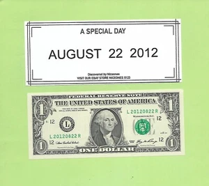 AUGUST 22, 2012 .. 2006..CU  $1  L 2012 0822 R ... BIRTHDAY NOTE .... 2012-08-22 - Foto 1 di 1