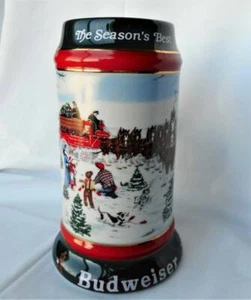 1991 BUDWEISER Beer "The Season's Best" Clydesdales Horse Stein Mug - Picture 1 of 6