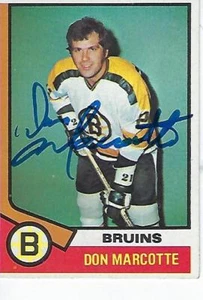 DON MARCOTTE FIRMADO 1974-75 TOPPS #221 - BOSTON BRUINS - Imagen 1 de 1