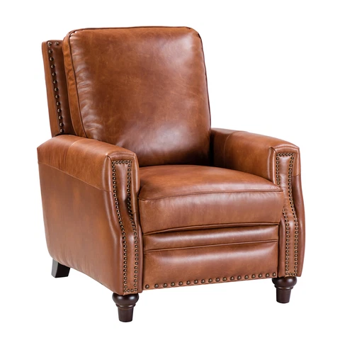 Karat Home Amil Genuine Leather Recliner - Saddle  MSRP $1799.00 Cover