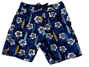 Men's Shaka Wear Blue Hawaiian Shorts Size 36 Surfboards Floral Design - Picture 1 of 3