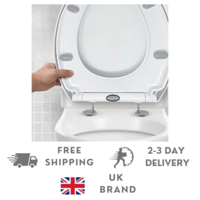 CUQOO Oval Toilet Seat Soft Close with Quick Release Hinges Adjustable White