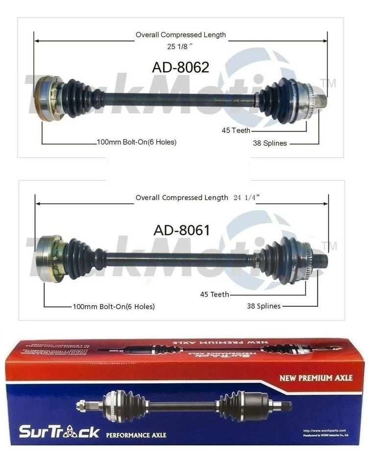 Juego de 2 ejes delanteros CV SurTrack para Audi A4 Quattro AWD 96-01 Foto 1 de 1
