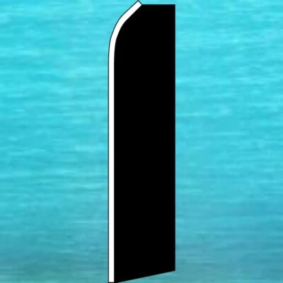 BLACK SOLID COLOR FLUTTER FLAG Tall Curved Top Event Feather Swooper Banner Sign - Image 1 of 4