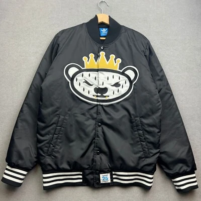 ADIDAS ORIGINALS x NIGO Jacket Men Medium Black Bear Bomber Varsity AOP Stadium - Image 1 of 4