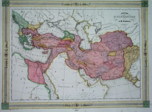 1843 ORIGINAL MAP TURKEY GREECE ARMENIA PERSIA IRAN INDIA PUNJAB SIKH PALESTINE - Picture 1 of 6