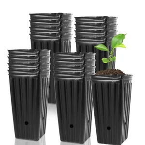 30Pack Deep Plant Nursery Pots Tall Seedling Flower Tree Plant Container Bags - Picture 1 of 12