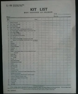 VINTAGE NAVY MEN'S SEAMEN KIT LIST , WORLD WAR II , HISTORY , SOUVENIR - Picture 1 of 12