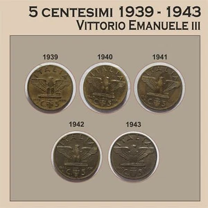 5 CENT KAISERREICH SERIE VON 1939 -1943 - VITTORIO EMANUELE III (M/65) - Bild 1 von 8