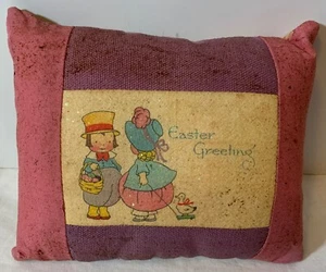 Pequeña almohada decorativa de Pascua imagen de postal antigua con brillo hecha a mano? - Imagen 1 de 3