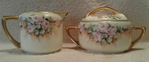Vtg Rosenthal Selb Bavarian Donatello Rose Bouquet Sugar & Creamer Artist signed - Picture 1 of 7