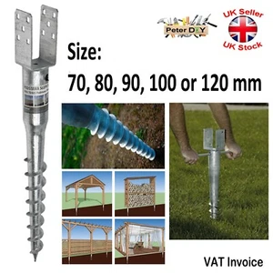 FENCE POST Spike Support GROUND SCREW Holder Anchor Square 70/80/90/100/120 mm - Picture 1 of 13