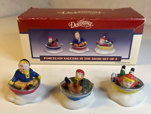 Juego de 3 platillos de porcelana vintage Lemax Christmas Village en la nieve 1994 - Imagen 1 de 11