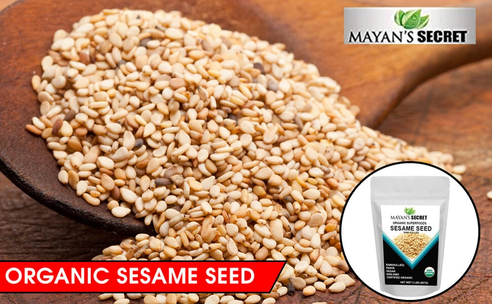 USDA Certified Organic hulled Sesame Seeds,Gluten Free, Raw, Keto Bulk Wholesale - Image 1 of 1