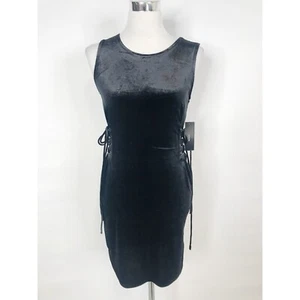 Lulus Dress Womens Small Black Velvet Mini Lace Up Party Fairy Goth Whimsigoth - Picture 1 of 13